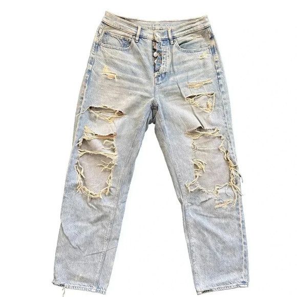 American Eagle Jeans Size 6 Reg Destroyed Destructed 90's Boyfriend - Picture 1 of 6